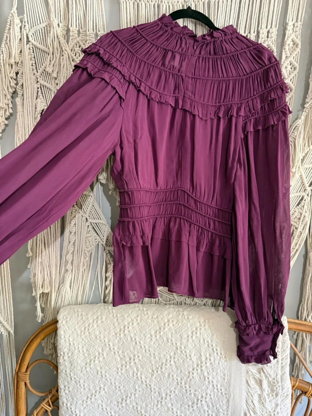 FARM RIO Burgandy Ruffled Blouse - Picture 6 of 6